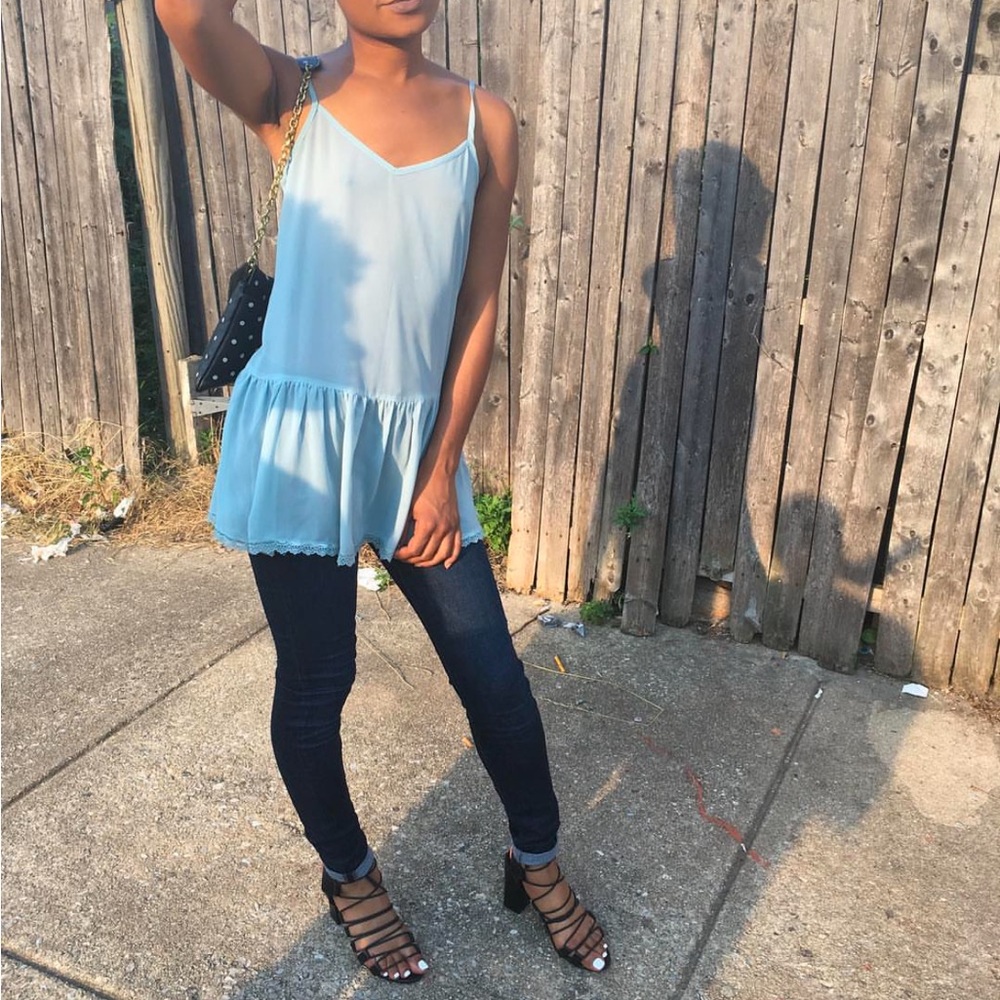 Sheer Blue Baby Doll Top